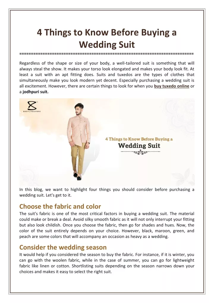 4 things to know before buying a wedding suit