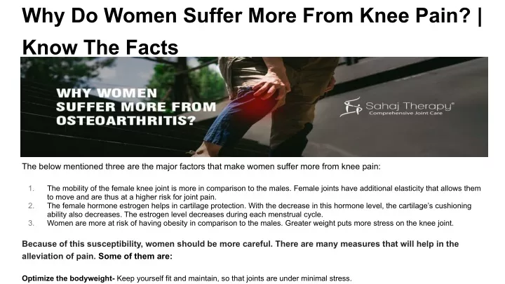 why do women suffer more from knee pain know