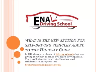 What is the new section for self-driving vehicles added to the Highway Code