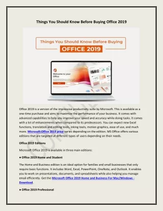 things you should know before buying office 2019