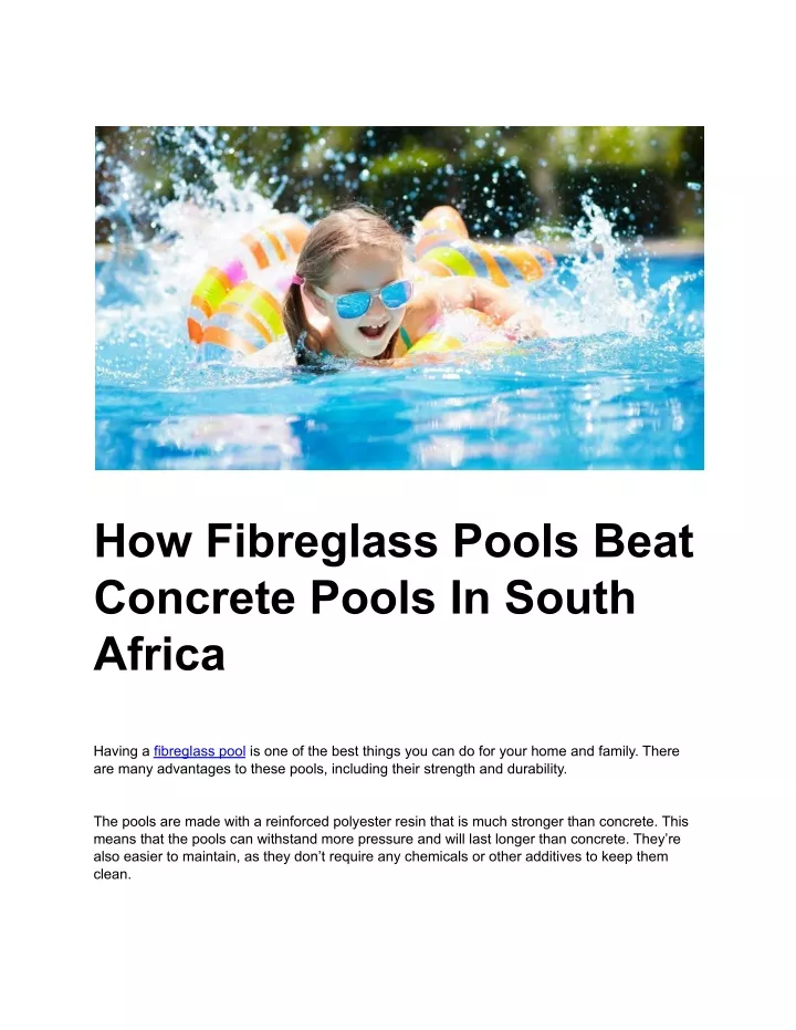 how fibreglass pools beat concrete pools in south