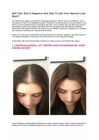 Hair Fall It Happens And How To Get Your Natural Look Back