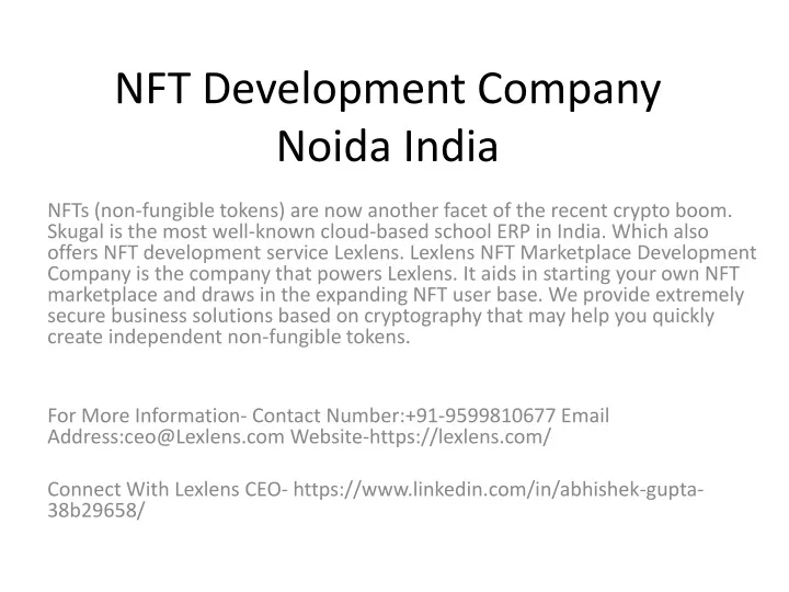 nft development company noida india