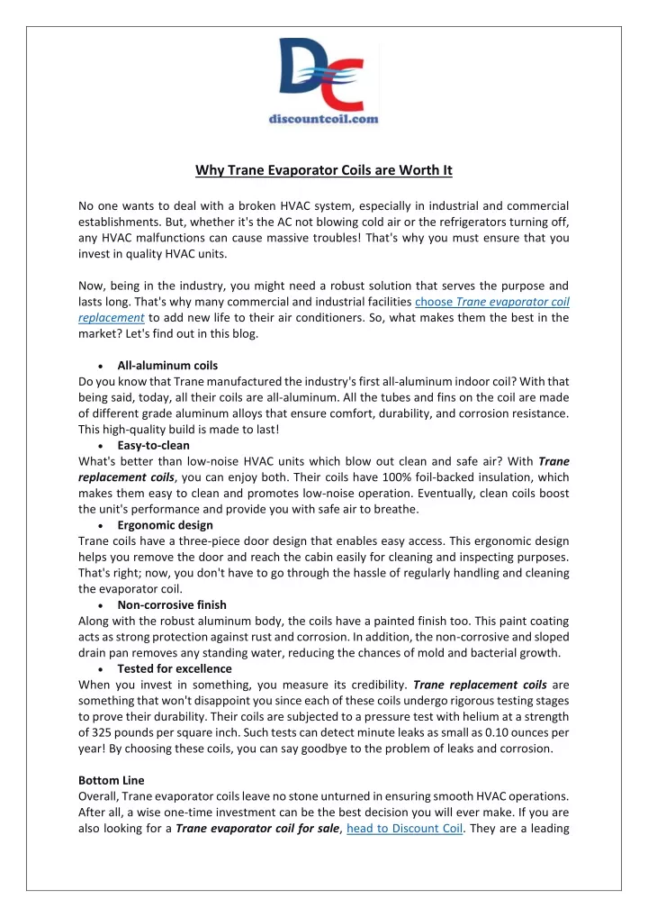 why trane evaporator coils are worth