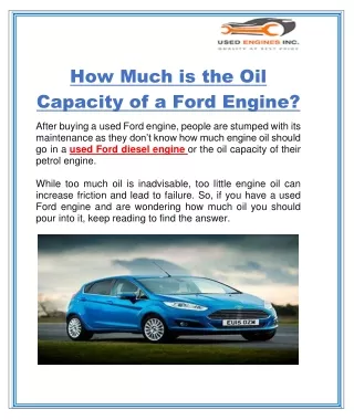 How Much is the Oil Capacity of a Ford Engine
