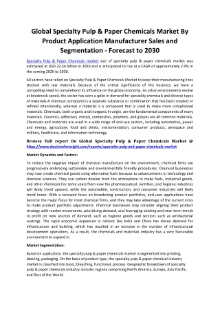 global specialty pulp paper chemicals market