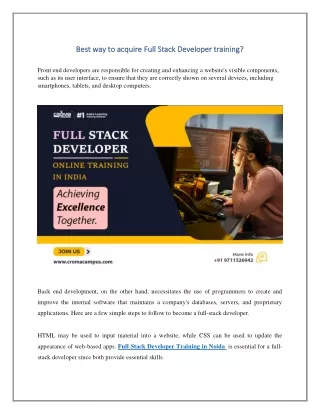 best way to acquire full stack developer training