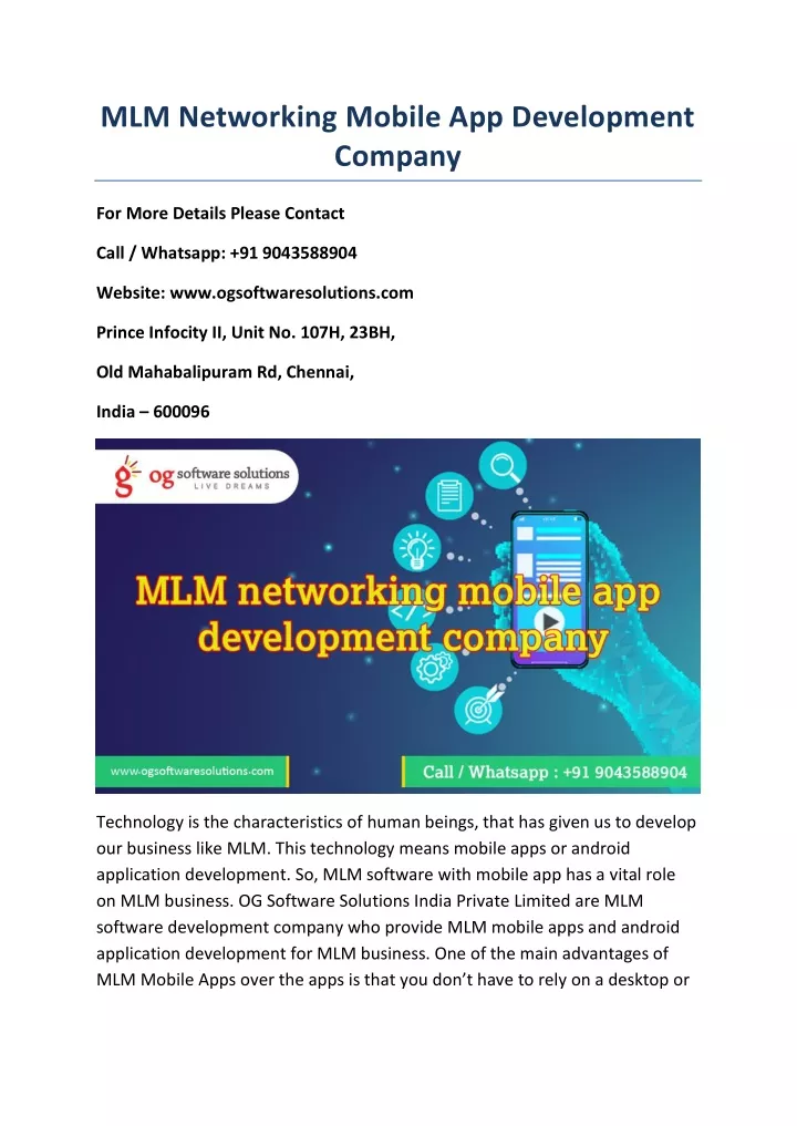 mlm networking mobile app development company