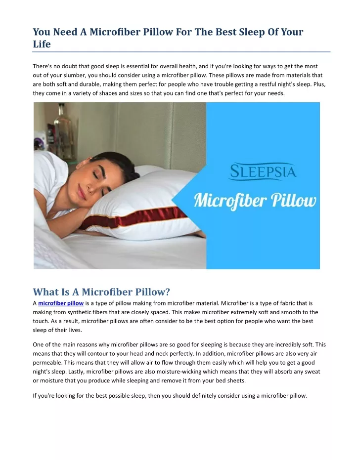 you need a microfiber pillow for the best sleep