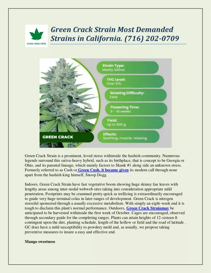 green crack strain most demanded strains