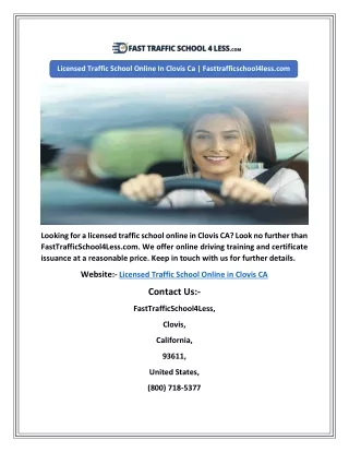 licensed traffic school online in clovis
