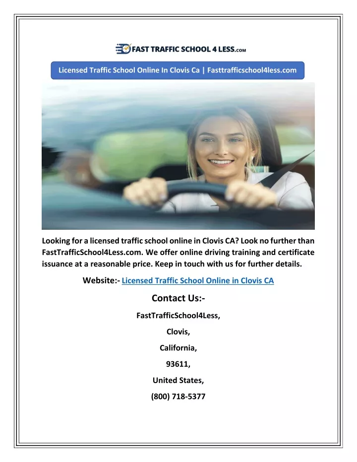 licensed traffic school online in clovis