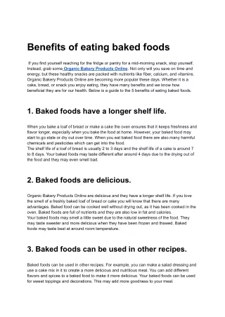 Benefits of eating baked foods