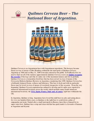 Quilmes Cerveza Beer – The National Beer of Argentina.