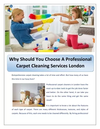 Why Should You Choose A Professional Carpet Cleaning Services London