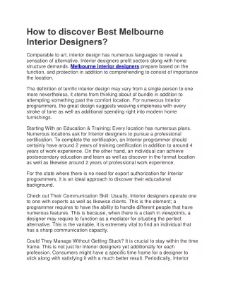 How to discover Best Melbourne Interior Designers