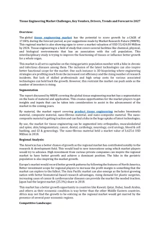 tissue engineering market challenges key vendors