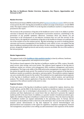 big data in healthcare market overview dynamics