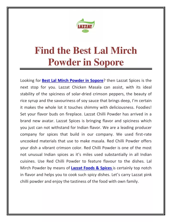 find the best lal mirch powder in sopore