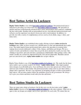 Best tattoo artist in lucknow |Tattoo parlours in Lucknow – Replay Tattoo Studio