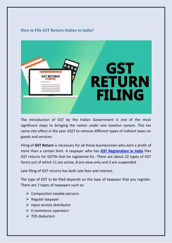 how to file gst return online in india