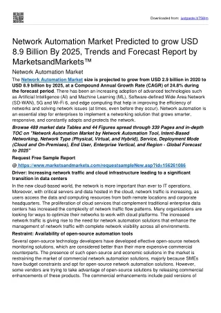 Network Automation Market Set for Rapid Growth Of USD 8.9 billion By 2025: MnM™