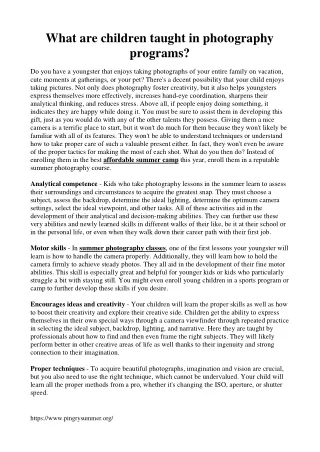 what are children taught in photography programs