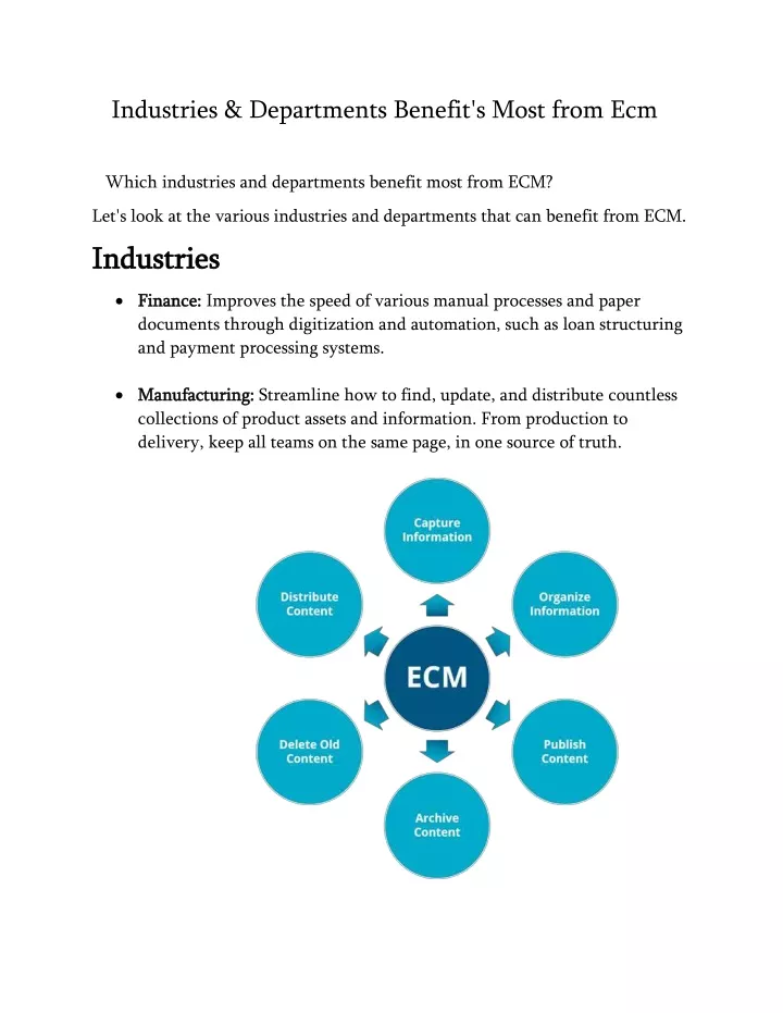 industries departments benefit s most from ecm