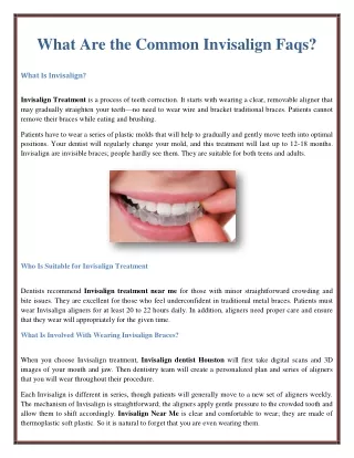 what are the common invisalign faqs