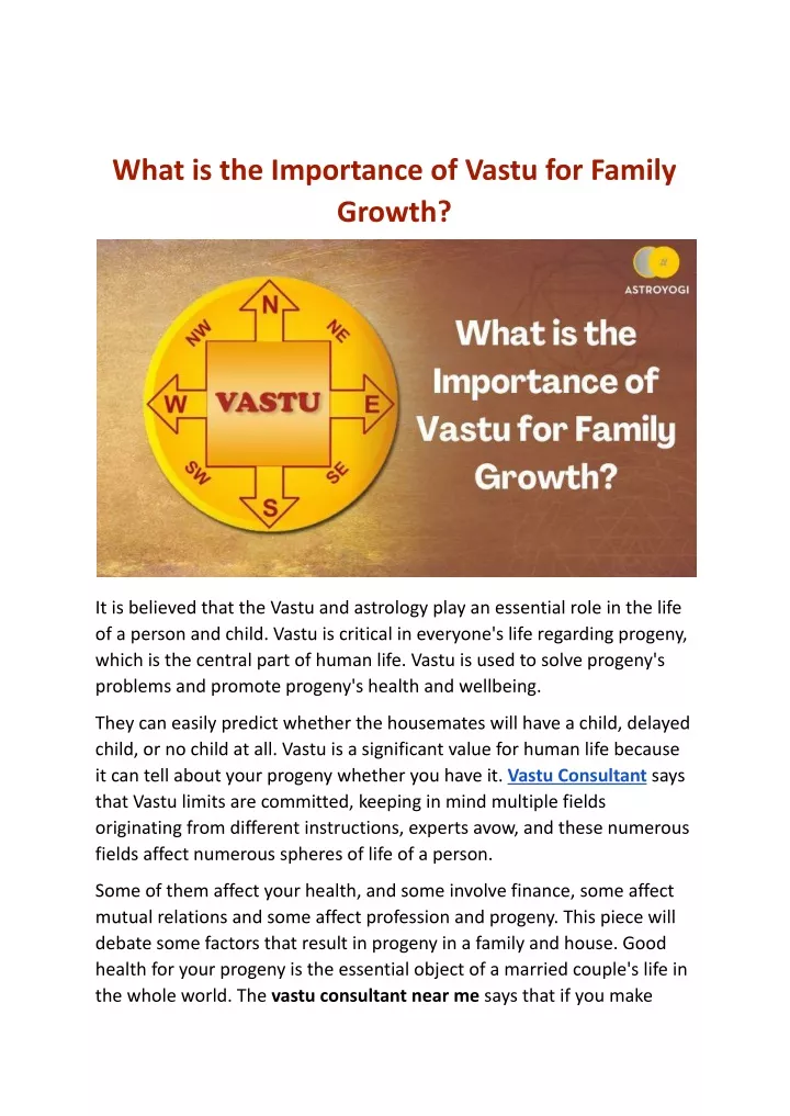 what is the importance of vastu for family growth