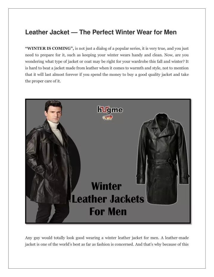 leather jacket the perfect winter wear for men