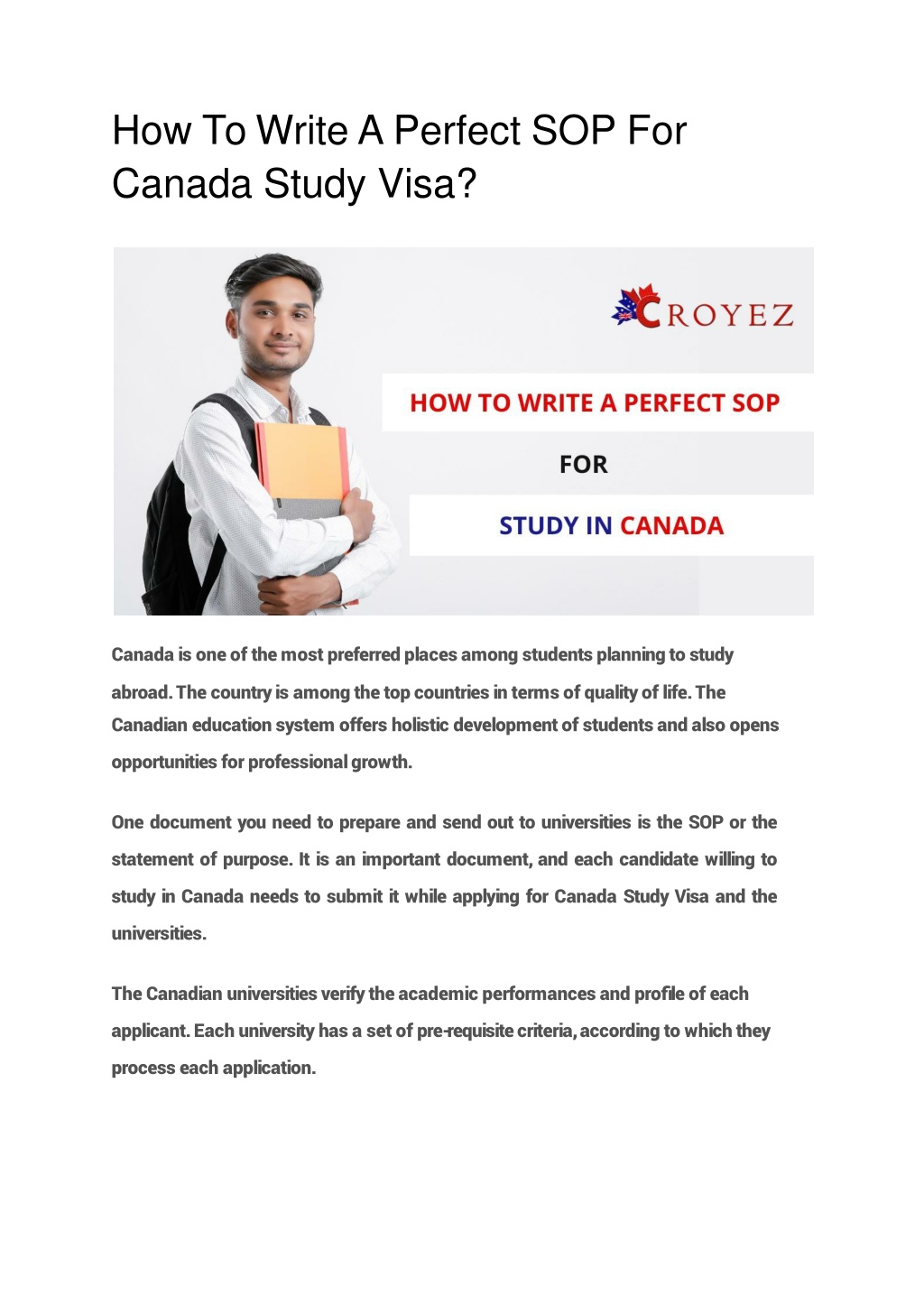 PPT - How To Write A Perfect SOP For Canada Study Visa PowerPoint ...
