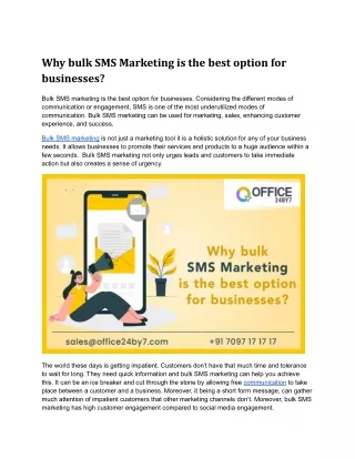 why bulk sms marketing is the best option