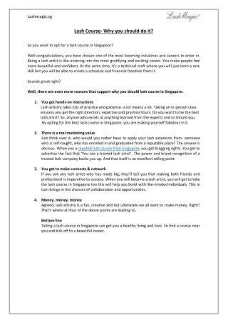 Lash Course- Why you should do it?
