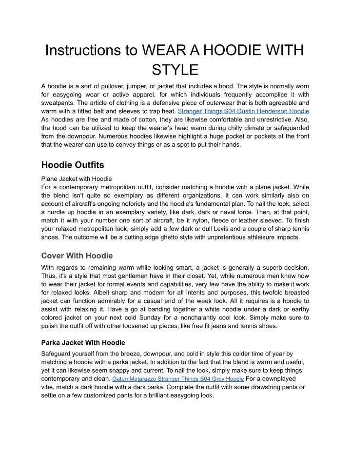 instructions to wear a hoodie with style