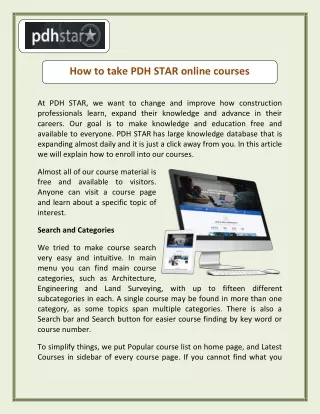 How to take PDH STAR online courses