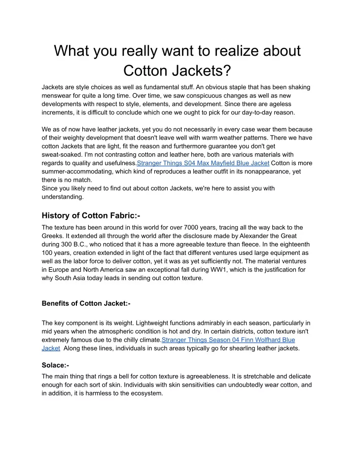 what you really want to realize about cotton