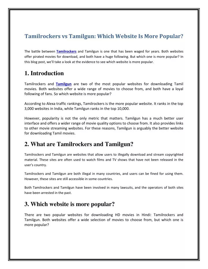 tamilrockers vs tamilgun which website is more