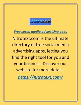Free Social Media Advertising Apps | Nitrotext.com