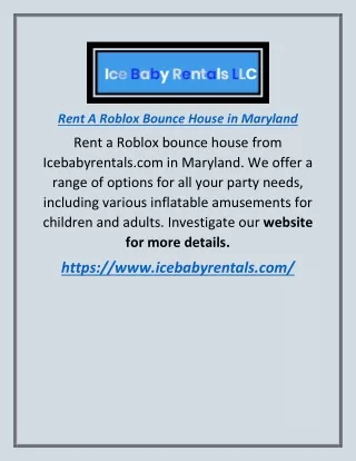 Rent a Roblox Bounce House in Maryland | Icebabyrentals.com