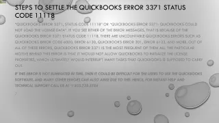steps to settle the quickbooks error 3371 status code 11118