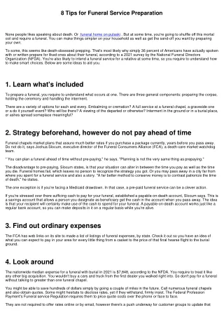 8 Tips for Funeral Service Planning