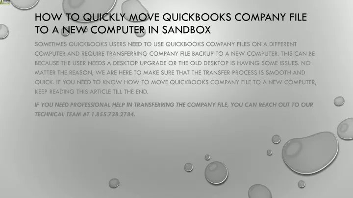 how to quickly move quickbooks company file to a new computer in sandbox