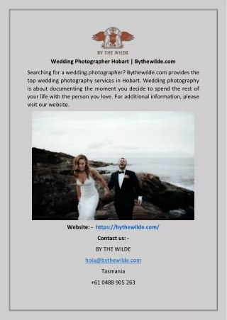 Wedding Photographer Hobart  Bythewilde.com