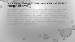 quickbooks database server manager has stopped problem resolved