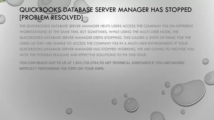 quickbooks database server manager has stopped problem resolved