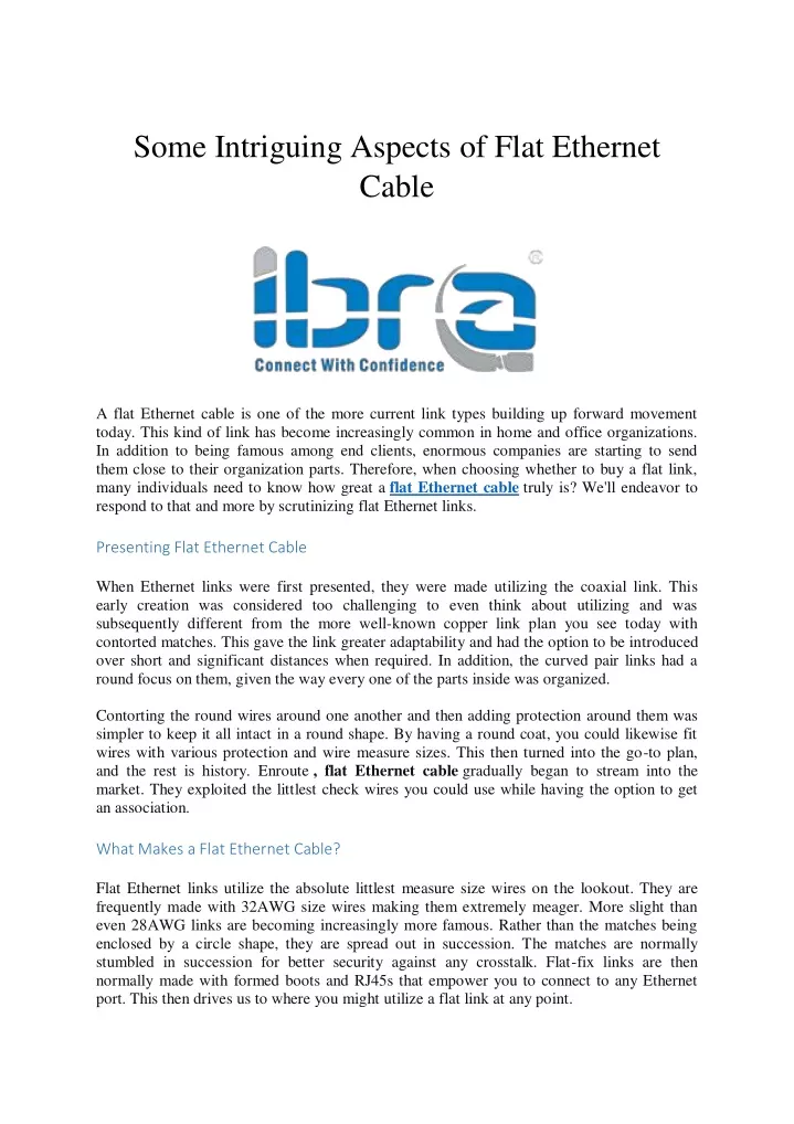 some intriguing aspects of flat ethernet cable