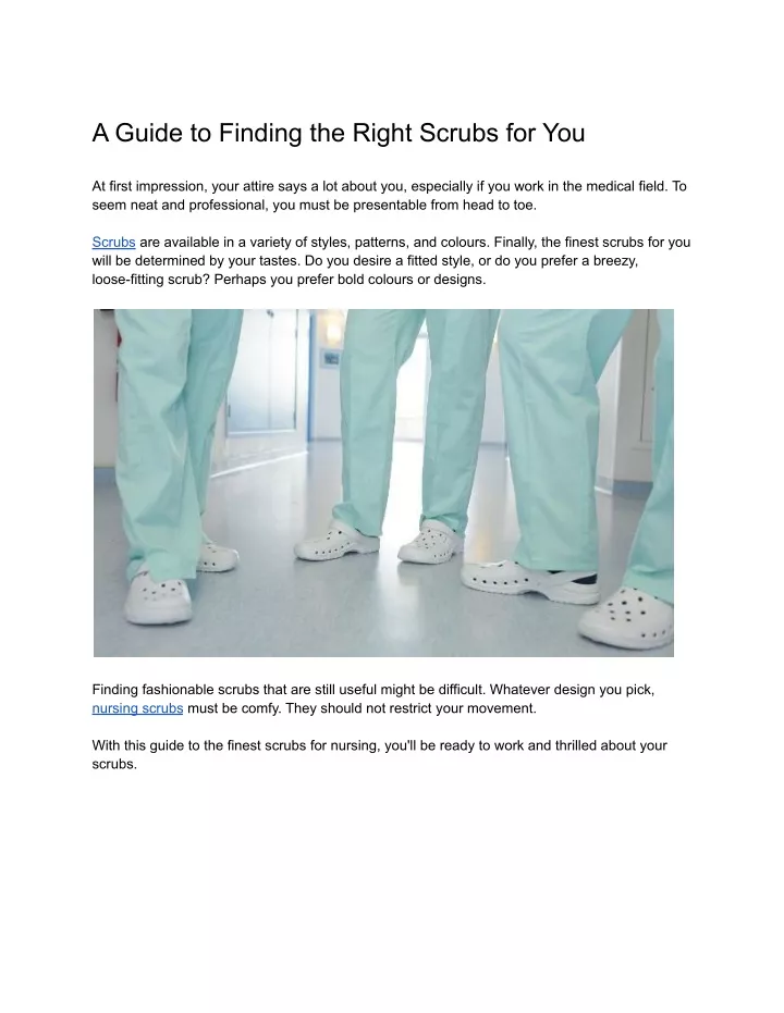 a guide to finding the right scrubs for you