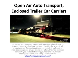 Open Air Auto Transport, Open Car Shipping, Xmile Auto Transport