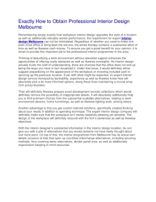 Exactly How to Obtain Professional Interior Design Melbourne